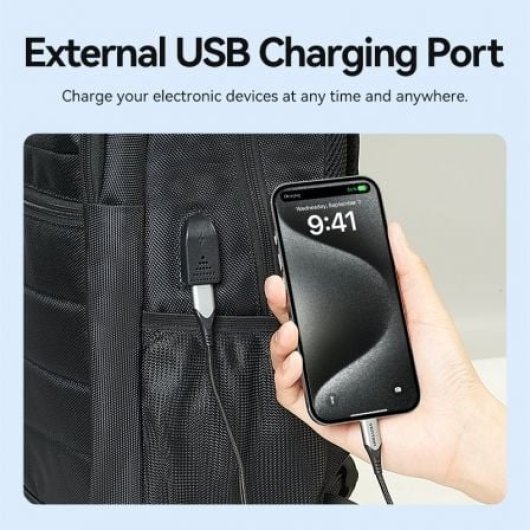 Mochila Vention KRKB0 para portátil 17? USB impermeable antirrobo negra 20L