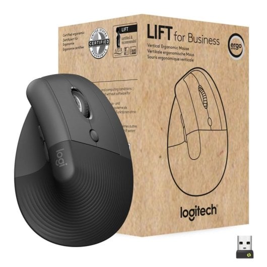 Logitech Lift Rato Sem Fios 4000 DPI Vertical Ergonómico Bluetooth com Logi Bolt e 6 Botões