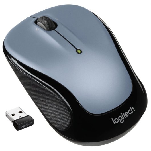 Ratón Logitech inalámbrico 1000 DPI ambidiestro óptico 3 botones plata/negro