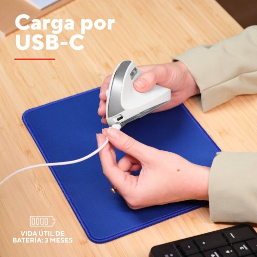 Ratón Trust Rayo II inalámbrico vertical 2400 DPI batería recargable materiales reciclados