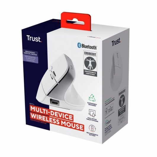 Trust Bayo+ Rato Vertical Sem Fios Multidispositivo Recarregável 2400 DPI Branco