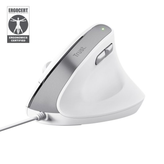 Ratón Trust Bayo II con cable 2400 DPI vertical ergonómico clics silenciosos 6 botones blanco
