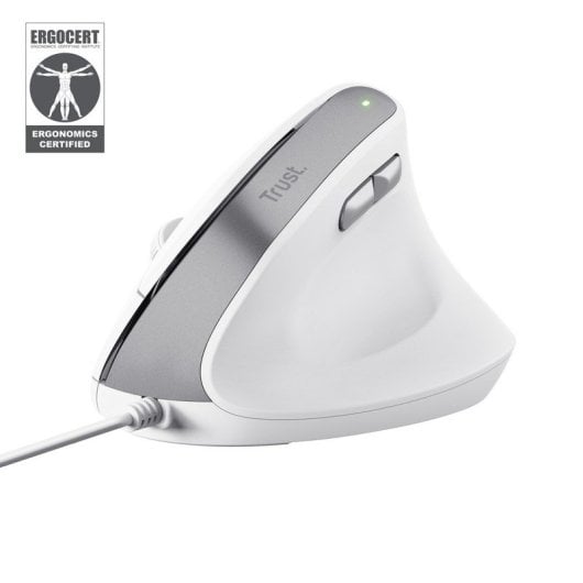 Ratón Trust con cable 2400 DPI vertical ergonómico clics silenciosos 6 botones blanco