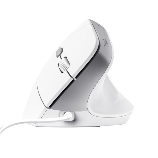 Ratón Trust Bayo II con cable 2400 DPI vertical ergonómico clics silenciosos 6 botones blanco