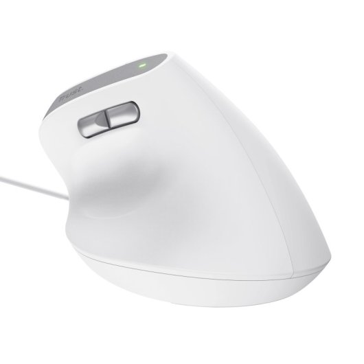 Ratón Trust Bayo II con cable 2400 DPI vertical ergonómico clics silenciosos 6 botones blanco