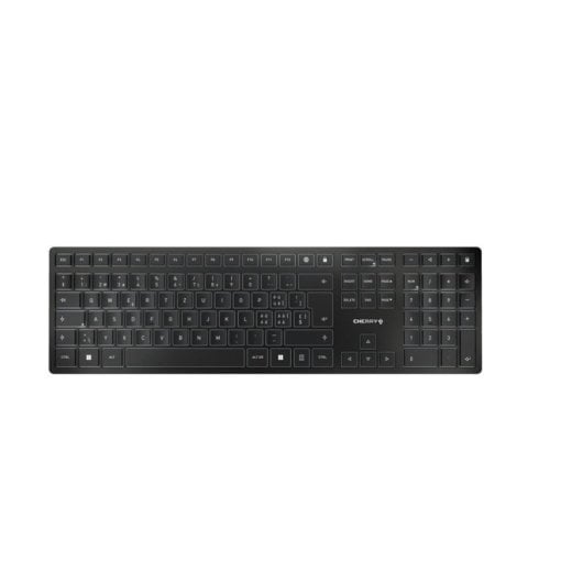 Cherry Kw 9100 Slim Ch Schwarze Tastatur – Elegantes und ansprechendes Design – Einstellbare Hintergrundbeleuchtung – USB- und Windows-Kompatibilität!