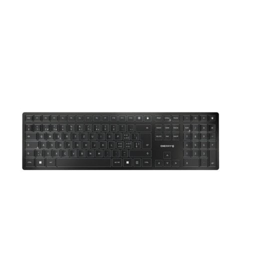Cherry Kw 9100 Slim Ch Schwarze Tastatur – Elegantes und ansprechendes Design – Einstellbare Hintergrundbeleuchtung – USB- und Windows-Kompatibilität!