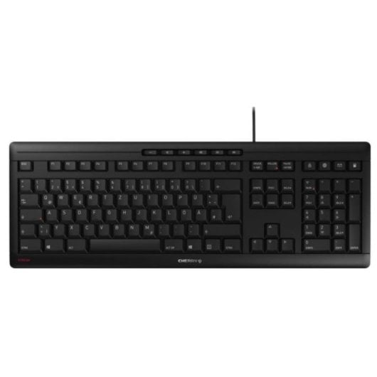 Cherry Stream-Tastatur für flüssiges und präzises Tippen. Mit Qualitätstasten, Anti-Ghosting und einstellbarer Hintergrundbeleuchtung. Französische Version.