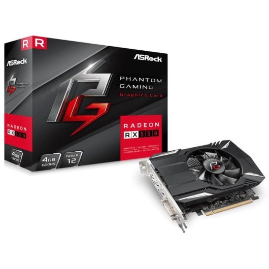 Tarjeta Gráfica Asus Radeon RX550 Phantom Gaming 4GB GDDR5 compacta HDMI DisplayPort refrigeración eficiente