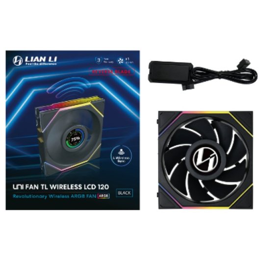 Ventilateur supplémentaire sans fil Lian-Li UNI FAN TL 120 mm ARGB PWM Reverse avec écran tactile LCD noir