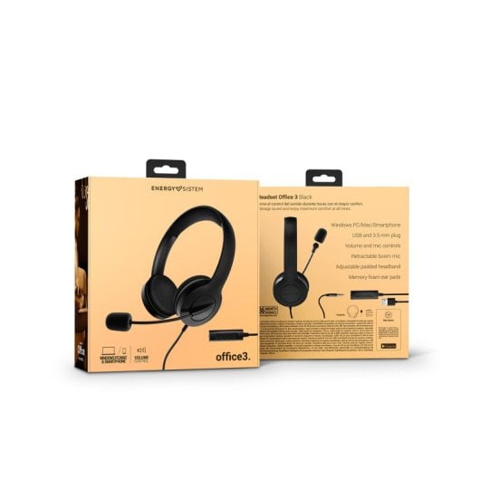 Cuffie Energy Sistem con mini jack e cavo USB, microfono retrattile e memory foam