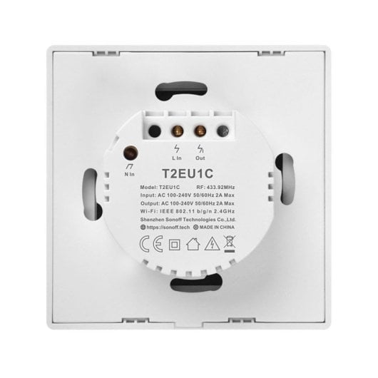 Interruptor inteligente Sonoff T2EU1C-TX WiFi RF 433MHz Táctil Sincronización Estado Acceso Compartido