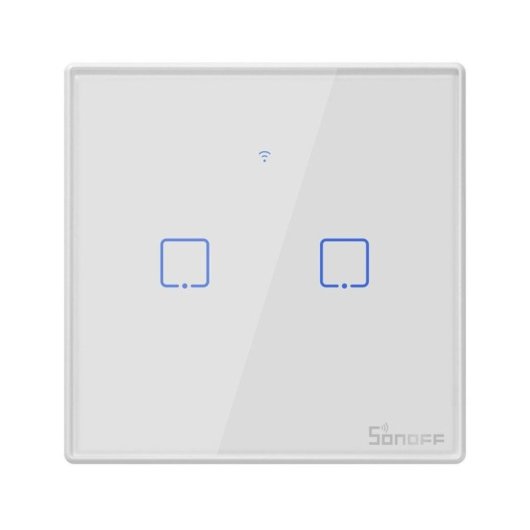 Interruptor inteligente Sonoff T2EU2C-TX WiFi RF433MHz vidrio templado retroiluminado blanco