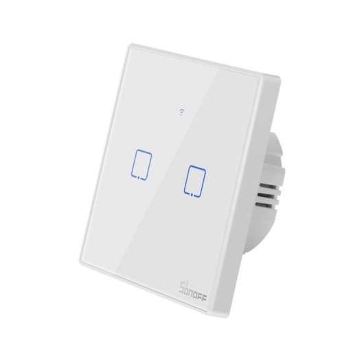 Interruptor inteligente Sonoff T2EU2C-TX WiFi RF433MHz vidrio templado retroiluminado blanco