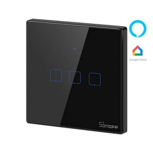 Sonoff Basic Wi-Fi Smart Switch Schwarz 3 unabhängige Touch-Steckdosen Alexa Google Home