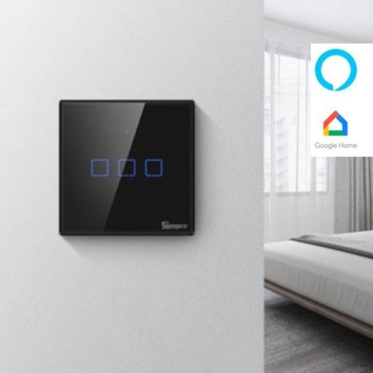 Sonoff Basic Wi-Fi Smart Switch Schwarz 3 unabhängige Touch-Steckdosen Alexa Google Home