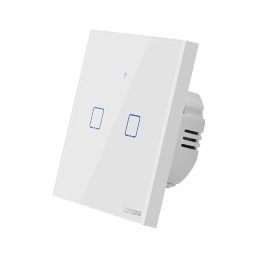 Interruptor inteligente Sonoff T0EU2C-TX Wi-Fi 2 canales Alexa Google Glass Táctil Blanco