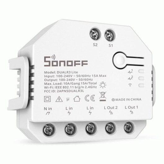 Interruptor Sonoff Dual R3 Lite Wi-Fi Blanco control bidireccional compatibilidad Alexa Google Home