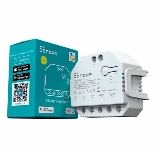 Interruptor Sonoff Dual R3 Lite Wi-Fi Blanco control bidireccional compatibilidad Alexa Google Home