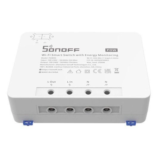 Interruptor inteligente Sonoff POWR3 Control 25A Wi-Fi Medición de Energía Protección