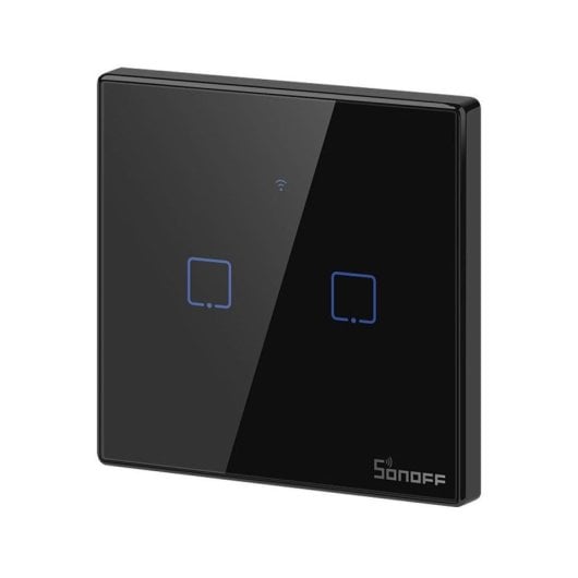 Interruptor inteligente Sonoff T3EU2C-TX 2 canales WiFi RF433, vidrio templado, app eWeLink