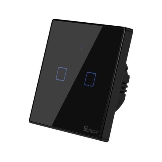Interruptor inteligente Sonoff T3EU2C-TX 2 canales WiFi RF433, vidrio templado, app eWeLink