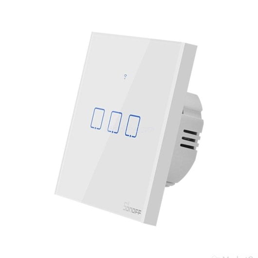Interruptor inteligente Sonoff T1EU3C Wi-Fi 2.4GHz RF 433MHz 3 canales vidrio blanco con app y voz