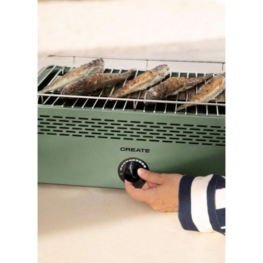 Parrilla portátil Create sistema baja emisión de humo, ventilación regulable, bolsa transporte