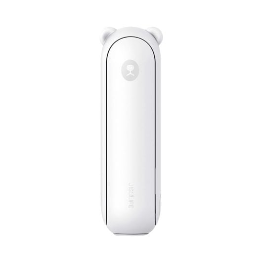 Ventilatore portatile JisuLife Life8 Plus da 4500 mAh, bianco, con 3 velocità e torcia elettrica.
