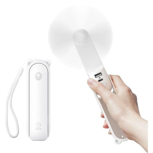 Ventilador de mano JisuLife Life8 Plus 4500mAh Blanco 3 velocidades Linterna PowerBank