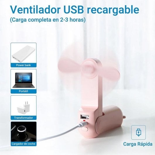Ventilador de mano JisuLife Life8 Plus 4500mAh Blanco 3 velocidades Linterna PowerBank