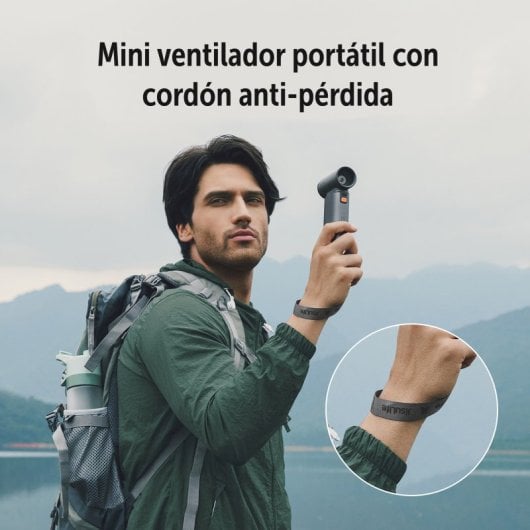 Ventilador portátil JisuLife Ultra 1 9000mAh 19m/s 100 Velocidades LED Bajo Ruido Gris Metalizado