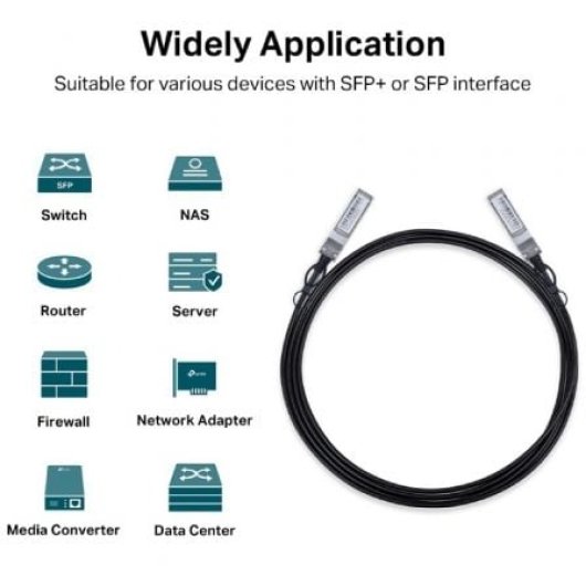 Cable SFP+ TP-Link TL-SM5220-3M 10 Gbps 3m Cobre Plateado Doble Eje Negro