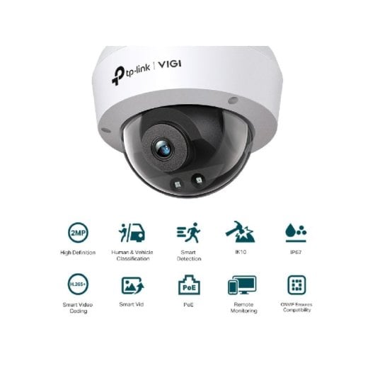 Cámara IP TP-Link VIGI C220I 2MP Full HD H.265+ IK10 IP67 gran angular PoE