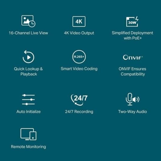 NVR-Recorder für IP-Kamera TP-Link VIGI NVR2016H-16P 16 Kanäle 4K 2x HDD PoE+ Ethernet