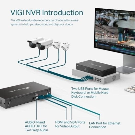 Grabadora NVR para Cámara IP TP-Link VIGI NVR1008H 8 canales 1080p 1 HDD Ethernet
