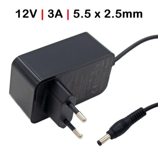 Caricabatterie per strisce LED, router, telecamere di sicurezza, 12V 3A 5,5x2,5mm