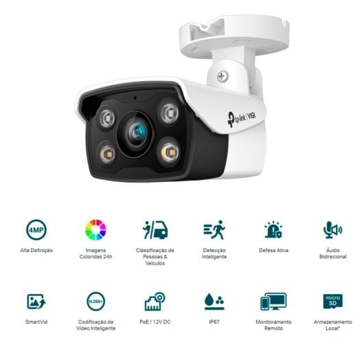 Cámara IP TP-Link VIGI C340 4MP Full-Color PoE QHD con IA y defensa activa