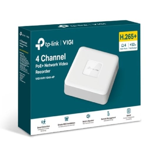 Telecamera IP di sorveglianza avanzata TP-Link VIGI NVR1104H-4P 8MP 4 canali PoE HDMI 4K H.265+
