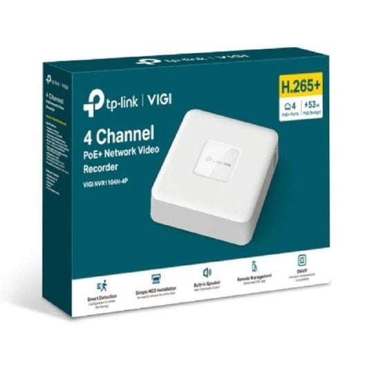 Enregistreur NVR pour Caméra IP TP-Link VIGI NVR1104H-4P 4 canaux 8MP 1 baie HDD PoE Ethernet