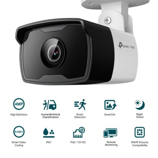 Cámara IP TP-Link VIGI C340I 4MP QHD IR 30m IA PoE IP67 Bullet Exterior