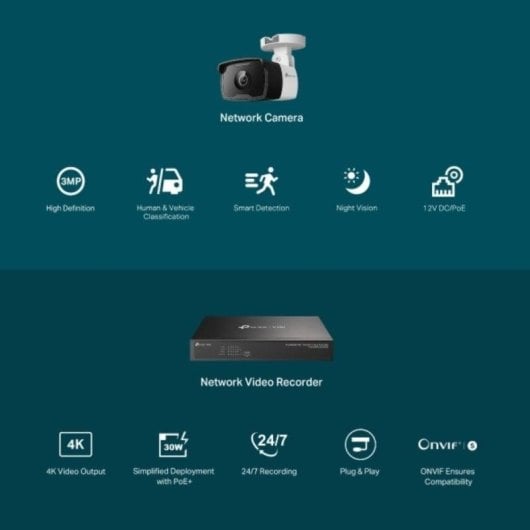 Überwachungskamera TP-Link VIGI NK8P-B434I 3MP Nachtsicht Außen KI-Erkennung NVR-Recorder