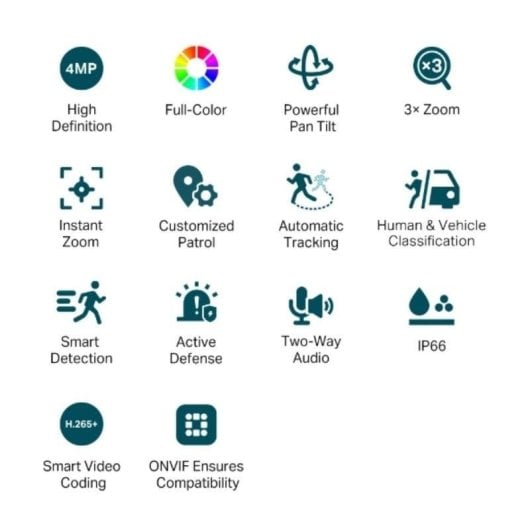 Câmera de vigilância TP-Link VIGI C540V 4MP Visão Noturna Externa IA Áudio Bidirecional