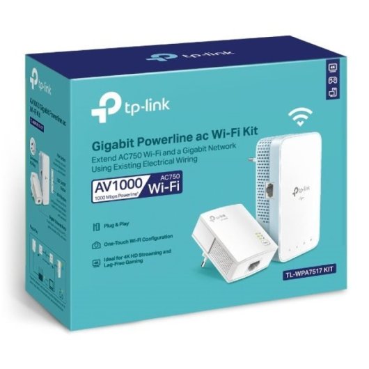 Powerline Ac750 Dualband Tp-Link-WLAN-Set: Geschwindigkeit bis zu 1000 Mbit – fortschrittliche Ac-Technologie – integrierter Stecker – einfache und schnelle Installation – ideal für große Räume – unterbrechungsfreie Hochgeschwindigkeits-Konnektivität.