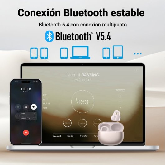 Edifier Open-Ear-Kopfhörer mit kabellosem Bluetooth 5.4, AI-Geräuschunterdrückung und Mikrofon