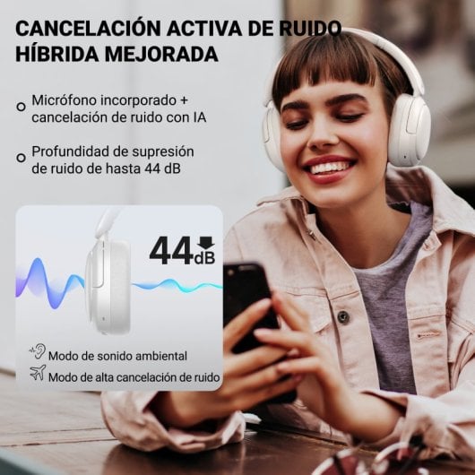 Auriculares Edifier inalámbricos Bluetooth 5.4 con Cancelación de Ruido y Micrófono Beige
