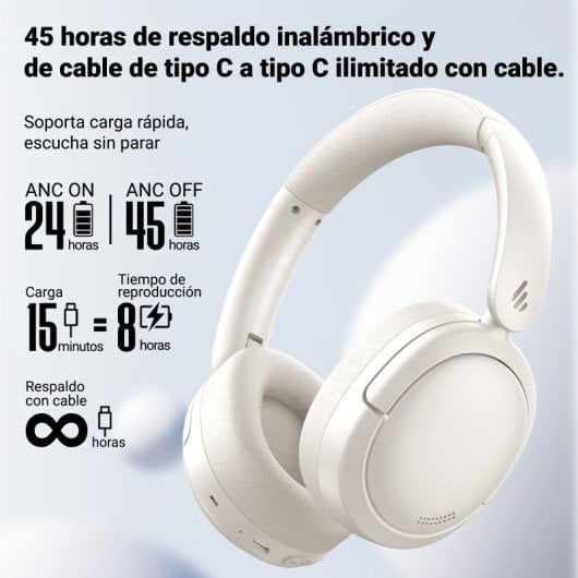 Auriculares Edifier inalámbricos Bluetooth 5.4 con Cancelación de Ruido y Micrófono Beige