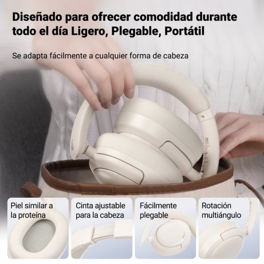Auriculares Edifier inalámbricos Bluetooth 5.4 con Cancelación de Ruido y Micrófono Beige