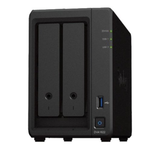 Enregistreur NVR pour Caméra IP Synology DVA1622 16 canaux 4K 2 baies HDD/SSD Connexion Ethernet