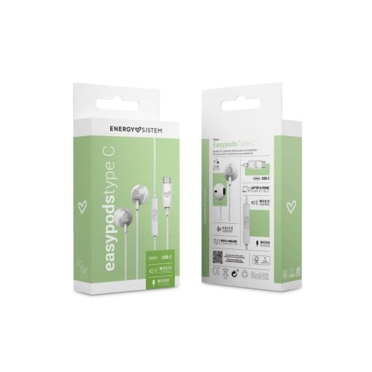 Auriculares Energy Sistem con cable Tipo C, micrófono y sonido HD integrado